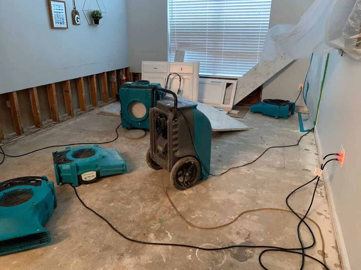 Dehumidifier in flood-cut room for Water Damage Restoration in East Huntingdon